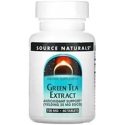 Натуральна добавка Source Naturals Green Tea Extract 100 mg, 60 таблеток