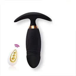 Анальна пробка 10 режимів вібрації силікон унісекс дистанційне керування USB зарядка чорний