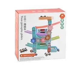 Трек C 44894 дерево-пластик, 4 этажа, 6 машинок, ксилофон, в коробке (6900067448941)