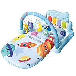 Яскравий розвиваючий килимок з музичним піаніно та підвісними іграшками для малюків