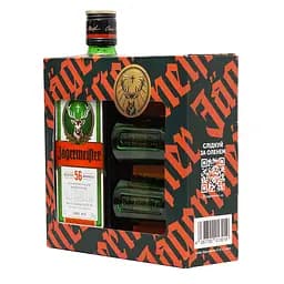Набір: Лікер Jagermeister 35% 0.7 л з двома шотами баугауз 40 мл (642934) - мініатюра 2