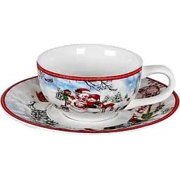 Чашка новогодняя R33364 Зимняя история фарфоровая в подарочной коробке 120 мл Белая