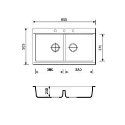 Кухонна мийка Adamant Similar 885x505x230 білий 367223, Білий - мініатюра 2