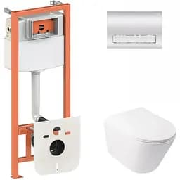 Набір Q-tap інсталяція 3 в 1 Nest QT0133M425 з панеллю змиву лінійною QT0111M08381CRM + унітаз з сидінням Swan QT16335178W