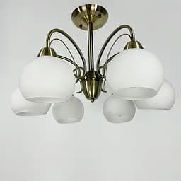 Люстра в бронзовому корпусі на 6 білих плафонів Line.F 91063/6 AB+WT