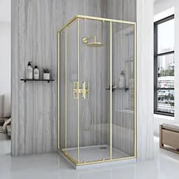 Душова кабіна Rea City 90x90 brushed gold REA-K6443, Золотий, Універсальна, прозорий, золотий - мініатюра 2
