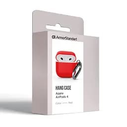 Силіконовий чохол для навушників Apple AirPods 4, Hang Case, червоний, ультратонкий захисний кейс товщиною 2 мм, захист від подряпин, пилу та ударів, компактний, з карабіном для кріплення, ArmorStandart (ARM81293) - мініатюра 8