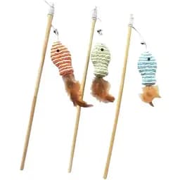 Іграшка для кота Aidog Вудочка рибка з пір'ям в асортименті