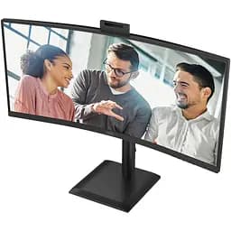 Монітор TFT 34" AOC CU34E4CW, WQHD, VA, 120Гц, вигн., 2xHDMI, DP, USB-C, RJ-45, USB-hub,cam,HAS, кол.,чорний (CU34E4CW) - мініатюра 7