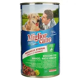 Влажный корм для собак Migliorcane кусочками говядина с рисом и овощами 1250 г (1151)