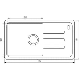Гранітна мийка Globus Lux Lugano графіт 780x435мм-А0001 - мініатюра 5