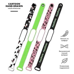 Комплект силіконових ремінців для фітнес браслетів Xiaomi Mi Band 5/6/7, Silicone, cartoon hand-drawn, зі зручною застібкою, на фітнес трекер та смарт годинник, ArmorStandart (ARM59730) - мініатюра 2