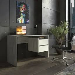 Комп'ютерний стіл з шухлядами з ДСП, стіл письмовий для дому II FST-6 Бетон+Білий