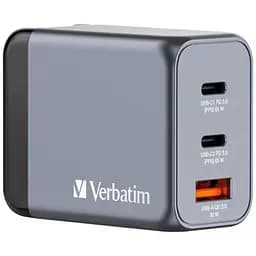 Зарядний пристрій Verbatim GaN 65 W 3 ports (2xUSB-C-65 W /USB-A -3.0) (32201)