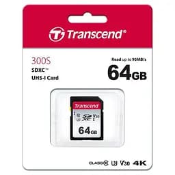 Карта пам'яті Transcend 64GB SDXC C10 UHS-I R100/W20MB/s (TS64GSDC300S) - мініатюра 2