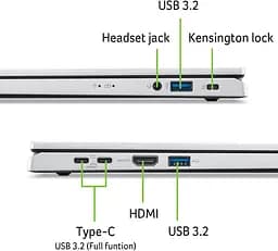 Ноутбук Acer Aspire Go AG15-32P 15.6 FHD IPS, Intel 3-N355, 8GB, F512GB, UMA, Lin, сріблястий (NX.J8XEU.006) - мініатюра 8