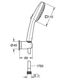 Душовий гарнітур Grohe Vitalio Comfort 3 режими струменя 110 26176001, Хром - мініатюра 4