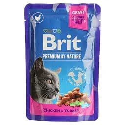 Влажный корм для кошек Brit Premium Cat с курицей и индейкой 100 г