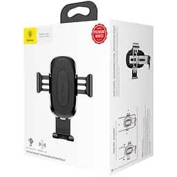 Автомобільний тримач холдер із БЗУ Baseus Wireless Fast Charger Gravity Car Mount WXYL-01 Black - мініатюра 2