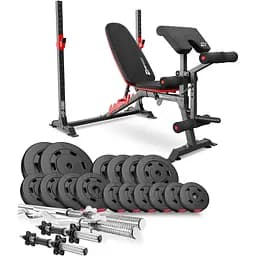 Набор Hop-Sport Premium 75кг со скамьей HS-1095, штангами и гантелями