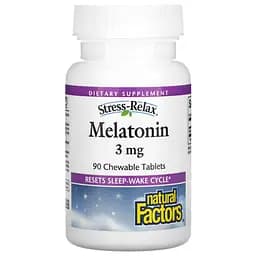 Натуральна добавка Natural Factors Stress-Relax Melatonin 3 mg 90 жевательных таблеток