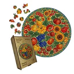 Деревянный пазл Декоративная Роспись Щедрый Урожай, А2, Картонная коробка 300+ элементов
