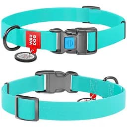 Нашийник для собак Waudog Waterproof, коллартекс, водостійкий, світиться, з QR паспортом, пластикова пряжка-фастекс, 24-40х2 см, ментоловий - мініатюра 3
