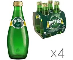 Perrier, Упаковка 4 шт. х 0,33 л, Пер'є, Вода мінеральна газована, скло