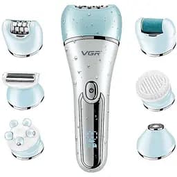 Епілятор жіночий з насадками 6в1 VGR V-733 бритва тример акумуляторний для видалення волосся IPX7 USB 5 Вт