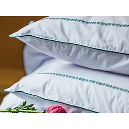 Комплект постільної білизни Ecotton Premium євро перкаль вишивка з зеленим кантом (25139) - мініатюра 7