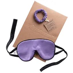 Подарунковий набір Чумацький Шлях: шовкова маска + шовкова резинка для волосся розмір S Лавандовий (1221-02)