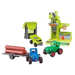Детский игровой набор игрушечных тракторов с прицепом Двигатели, двигающиеся Инерция Синий трактор Мультиколор