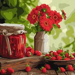 Картина по номерам "Клубничное варенье" ©art_selena_ua Ideyka KHO5726, 40х40 см