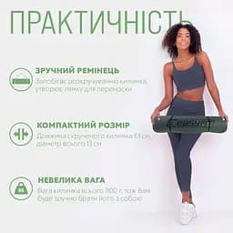 Килимок для йоги та фітнесу TPE+TC 6 мм двошаровий чорний-зелений EasyFit fit0025066 - мініатюра 2