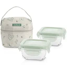 Набір контейнерів Miniland Pack-2-Go Nature Square Chip із термосумкою, зелений (89265)