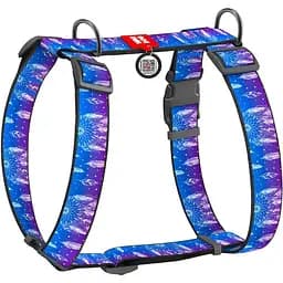 Шлея для собак Waudog Nylon анатомічна H-подібна з QR-паспортом, малюнок "Ловець снів", пластиковий фастекс, XL