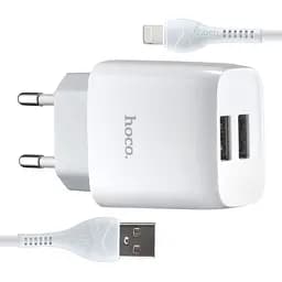 Мережевий зарядний пристрій Hoco C73A Glorious dual port charger set ( Lightning ) ( EU ) Білий