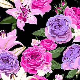 Набор для росписи по номерам Цветочная фантазия, Strateg, на черном фоне, 40x40 см, AV4040-84