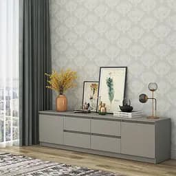 Тумба під телевізор MebelStar Нео 4Ш2Д 200x43x53 см Сіра мишка (MBS-1266)