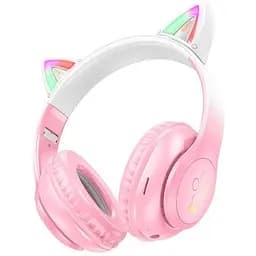 Навушники бездротові з вушками Hoco Cat ears BT headphones W42 біло рожеві