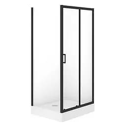 Душевая кабина Cersanit Brasco 100x80 см прямоугольная раздвижная прозрачное стекло на мелком поддоне black S601-236, прозрачный, черный