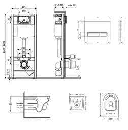Набір Q-tap Nest 4 в 1 підвісний унітаз Jay Ultra Quiet 485x360x320 + комплект інсталяції QT07335177W45139 - мініатюра 2