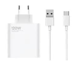 Блок адаптер Xiaomi 120W зарядный с кабелем USB-C белые