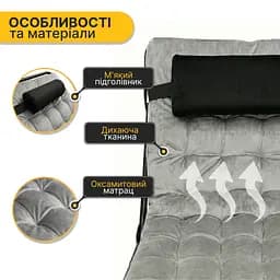 Розкладне ліжко (розкладачка) з оксамитовим матрацом і подушкою LEOBRO Grey (LB-FB-A3-GRY) - мініатюра 3