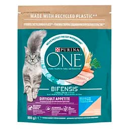 Сухой корм для взрослых кошек Purina One Difficult Appetite с выборочным вкусом в еде, с треской и форелью, 800 г (12509703)