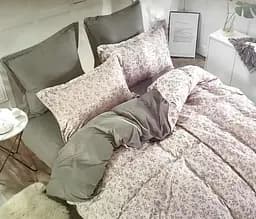 Постельное белье сатин Laura-Grand 17 евро комплект с 4 наволочками Зеленый с узорами