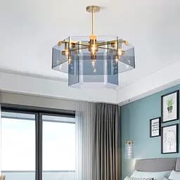 Люстра с декоративными графитовыми пластинами Line.F AT 18/7