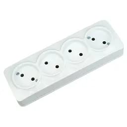 Розетка Horoz Electric Power max-4 Eva, 4-на накладна біла