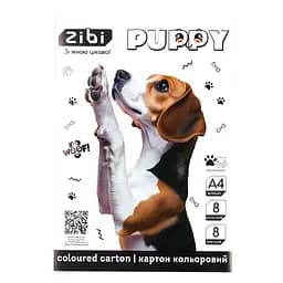 Картон кольоровий ZiBi Kids Line Cats&Dogs А4 двосторонній целюлозний 8 кольорів - 8 аркушів (ZB.1959-22)