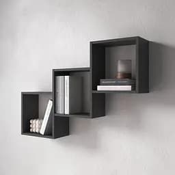 Полиця настінна Vays M-13 Антрацит на 3 комірки ЛДСП 98x18x66 см для книг декору дому вітальні офісу